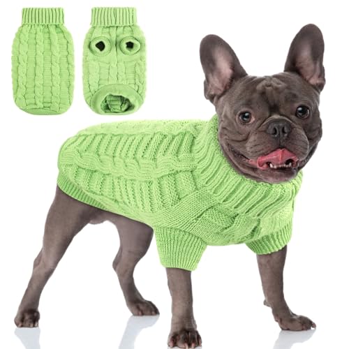 AOFITEE Hundepullover, gestrickter Pullover für kleine Hunde, Rollkragenpullover für kaltes Wetter, dick, warm, Weihnachtspullover, Wintermantel, klassisches einfarbiges Sweatshirt für kleine, von AOFITEE