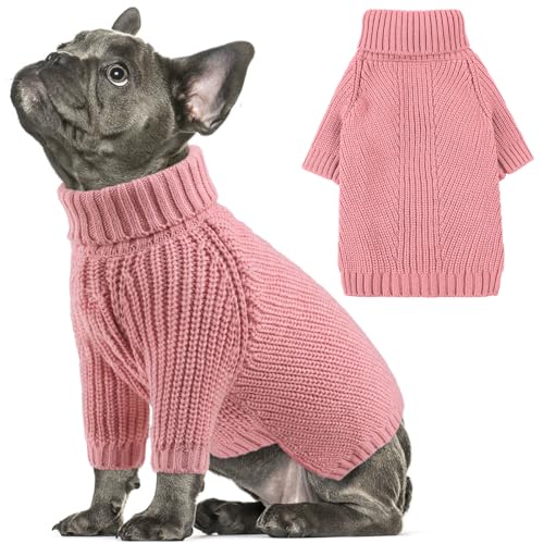 AOFITEE XS Hundepullover, Hund Weihnachtspullover für Kleine Hunde, Solide Gestrickte Hunde Pullover Sweater, Rollkragen Welpe Katze Pullover für Hund Mädchen Jungen, Warm Hund Sweatshirt für von AOFITEE