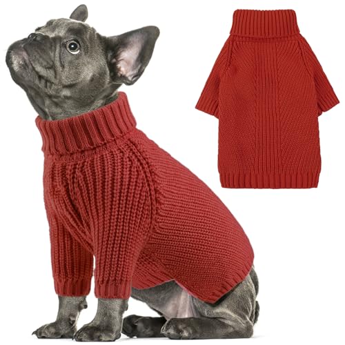 AOFITEE Hundepullover für Kleine Hunde, Solide Strickpullover Pullover, Winter Warm Rollkragen Welpen Katze Pullover für Hund Mädchen Jungen, Kleiner Hund Sweater für Chihuahua Bulldogge Dackel Yorkie von AOFITEE