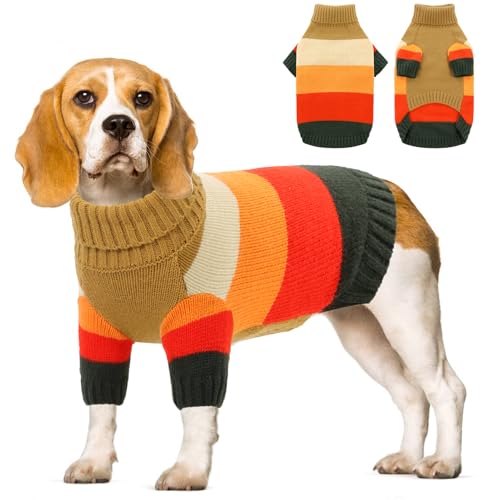 AOFITEE Hundepullover für große Hunde, dehnbarer Hundepullover für große Hunde, Rollkragenpullover für große Rassen, dicker Strickpullover für Herbst und Winter, Hundepullover für Mops, Französische von AOFITEE