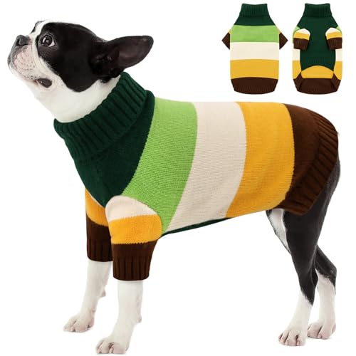 AOFITEE Hundepullover für große Hunde, dehnbarer Hundepullover für große Hunde, Rollkragenpullover für große Rassen, dicker Strickpullover für Herbst und Winter, Hundepullover für Mops, Französische von AOFITEE