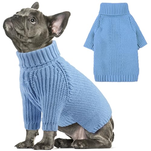 AOFITEE Hundepullover für kleine Hunde, solide gestrickter Hundepullover, warmer Winter-Rollkragenpullover Welpen-Katzen-Pullover, kleiner Hundepullover für Chihuahua, Bulldogge, Dackel, Yorkie von AOFITEE