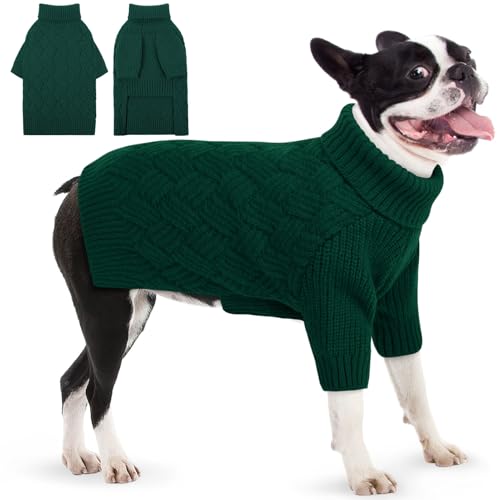 AOFITEE Hundepullover, warmer Hundepullover für große Hunde, Weihnachtspullover für große Hunde, Rollkragenpullover für Mädchen, Französische Bulldogge, Strickpullover für Hündinnen, Strickwaren für von AOFITEE