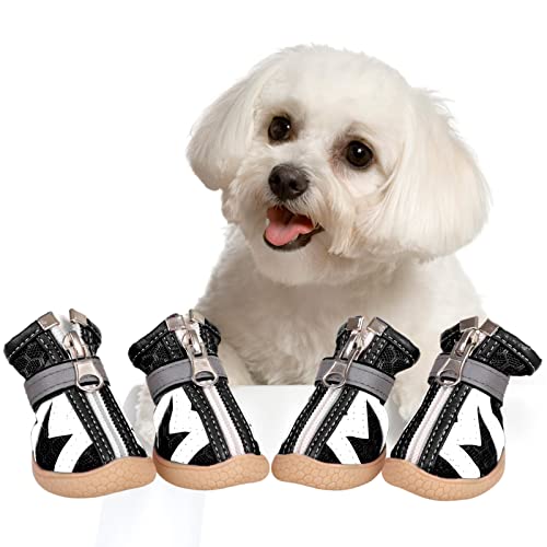 AOFITEE Hundeschuhe aus Netzstoff, atmungsaktive Hundeschuhe für kleine Hunde, wasserdichte Welpen-Stiefeletten, Sandalen mit rutschfester Sohle und Reißverschluss, Hundeschuhe für heißen Bürgersteig, von AOFITEE