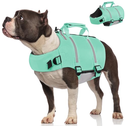 AOFITEE Hundeschwimmweste High Flotation Hundeweste mit Rettungsgriff und Reißverschluss, reflektierend, Größen XS, S, M von AOFITEE