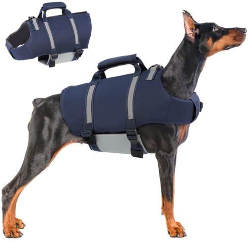 AOFITEE Schwimmweste für kleine Hunde, hoher Auftrieb, Hundeschwimmweste zum Schwimmen, XS Welpen-Schwimmweste, reflektierender Hunde-Badeanzug mit Reißverschluss hinten und Rettungsgriff, von AOFITEE