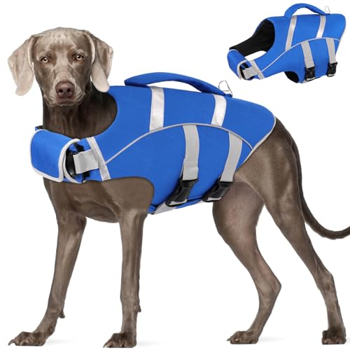 AOFITEE Schwimmweste Hund, Hunde Schwimmweste zum Schwimmen, Schwimmweste für Hunde mit Rettungsgriff und reflektierenden Streifen, Ripstop Rettungsweste Haustier für kleine, mittlere, große Hunde von AOFITEE