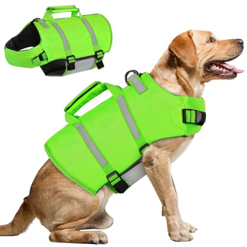 AOFITEE Hundeschwimmweste groß, Hundeschwimmweste zum Schwimmen XXL, hoher Auftrieb, Hundeschwimmweste mit Rettungsgriff und Reißverschluss, verstellbare Hundeschwimmweste Pet Life Preserver für große von AOFITEE