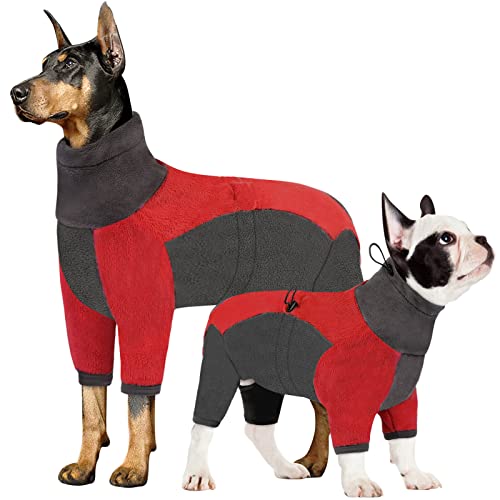 AOFITEE Hundewintermantel, warmer Pullover Hund Fleece Schlafanzug, Ganzkörper Hunde Pullover Jacken für kaltes Wetter, Rollkragen Winddicht Hund Onesie Pjs Jumpsuit für kleine mittlere große Hunde von AOFITEE