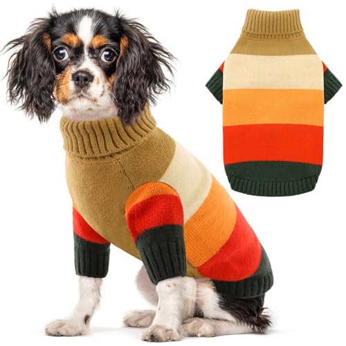 AOFITEE Kleiner Hundepullover, warmer Hundepullover für kleine Hunde, Mädchen, Jungen, Rollkragenpullover, Welpenpullover, Hunde-Sweatshirt für Herbst und Winter, dehnbare Pullover für Hunde, Yorkie, von AOFITEE