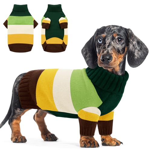 AOFITEE Pullover für kleine Hunde, Größe XS, für Mädchen und Jungen, dehnbarer Rollkragenpullover für kleine Hunde, warm, Größe XS, für den Herbst, Hundepullover für Yorkie, Chihuahua, Teetasse (Grün, von AOFITEE