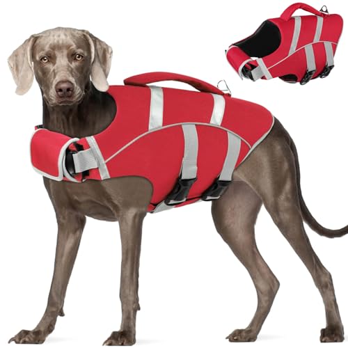 AOFITEE Schwimmweste Hund, Hunde Schwimmweste zum Schwimmen, Schwimmweste für Hunde mit Rettungsgriff und reflektierenden Streifen, Ripstop Rettungsweste Haustier für kleine, mittlere, große Hunde von AOFITEE