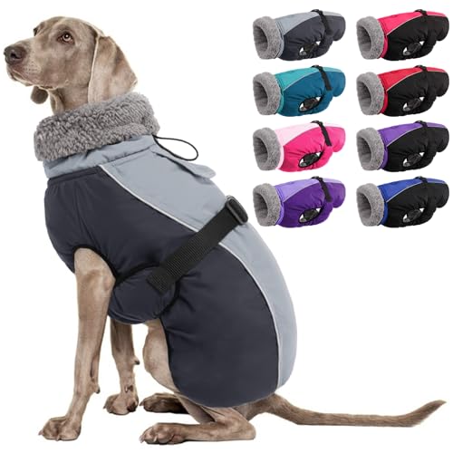 AOFITEE Warmer Hundemantel, Rollkragen gefütterter Hundewintermantel mit Leine Loch verstellbare Hundejacke, wasserdichte Hundeschneejacke für kaltes Wetter Hundemäntel für kleine mittlere große Hunde von AOFITEE