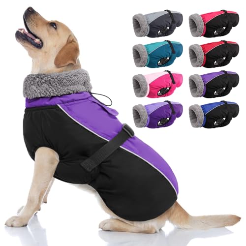 AOFITEE Warmer Hundemantel, Rollkragen gefütterter Hundewintermantel mit Leine Loch verstellbare Hundejacke, wasserdichte Hundeschneejacke für kaltes Wetter Hundemäntel für kleine mittlere große Hunde von AOFITEE