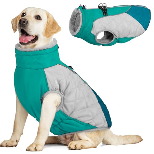 AOFITEE Warmer Hundemantel, reflektierender Rollkragen-Hundejacke, Hundewintermantel mit Reißverschluss hinten, dicke Fleece-gefütterte Haustierweste für kaltes Wetter, Mäntel für kleine, mittelgroße von AOFITEE