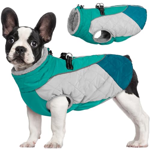 AOFITEE Warmer Hundemantel, reflektierender Rollkragen-Hundejacke, Hundewintermantel mit Reißverschluss hinten, dicke Fleece-gefütterte Haustierweste für kaltes Wetter, Mäntel für kleine, mittelgroße von AOFITEE