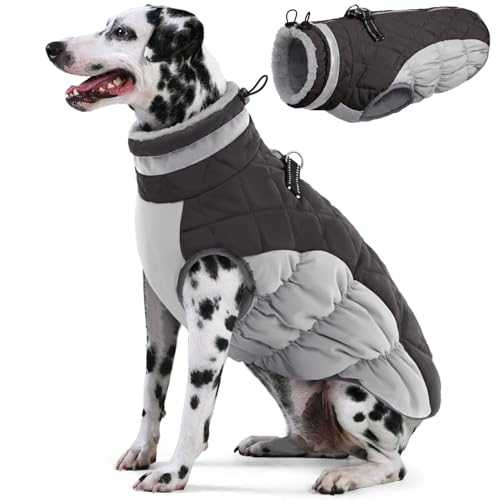 AOFITEE Hundemantel für extra große Hunde, Warme Rollkragen-Hundewinterjacke mit Eingebautem Geschirr, Wasserdichter Hundekissenmantel für Große Hunde, Hundemantel Warmer Schneeanzug von AOFITEE