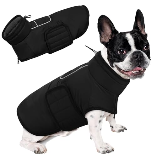 AOFITEE Kleiner Hundemantel, Warme Hundewinterjacke für Extra Kleine Hunde, Reflektierende Rollkragen-Hundeweste mit Integriertem Geschirr,wasserdichte Hundeschneejacke für Chihuahua, Yorkshire von AOFITEE