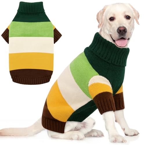 AOFITEE XL Hundepullover, Größe XL, für Mädchen und Jungen, dehnbarer Rollkragenpullover für große Hunde, warmer Hundepullover für Labrador, Golden Retriever, Rottweiler (Grün, XL) von AOFITEE