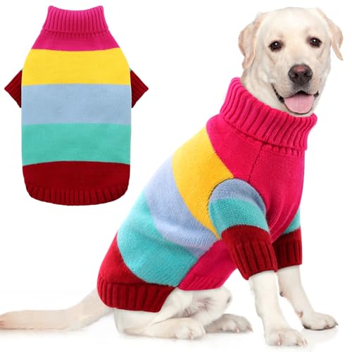 AOFITEE XXL Hundepullover – Rollkragenpullover, dehnbar, Weihnachtspullover für große Hunde, warm für Herbst und Winter, Golden Retriever, Weimar (Rosa, XXL) von AOFITEE