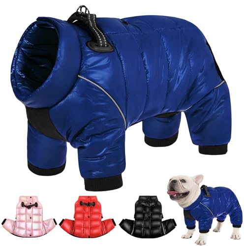 AOFITEE wasserdichte Hundemantel, Winter Warme Hundejacke für Kleine Mittel Hunde, Winddichte Hunde Wintermantel mit Reflektierender Streifen und Reißverschluss, Hund Schneeanzug mit Fleece von AOFITEE