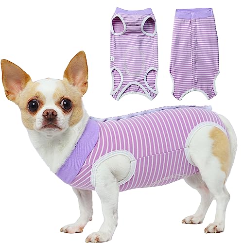 AOKAZI Cambridge Chirurgischer Genesungsanzug, kleine Teetasse, für Hunde, Chihuahua, Yorkie, Welpen, Katzen, Kleidung für medizinische Haustiere, Violett, Größe XXS von AOKAZI