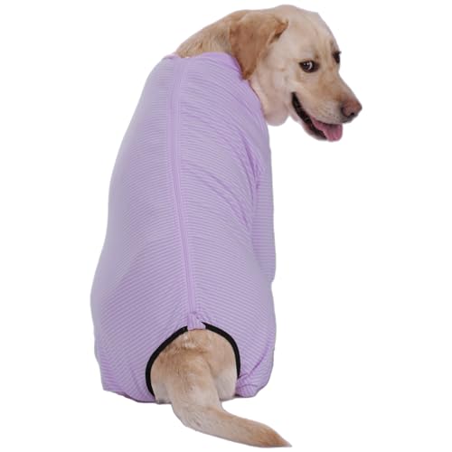 AOKAZI Genesungsanzug für Hunde, Einteiler für Hunde, Einteiler zum Ausfallen, verhindert Lecken, Wundschutz, Kegel-Alternative, Hunde-Shirt-Schlafanzug (Violett, Größe L) von AOKAZI
