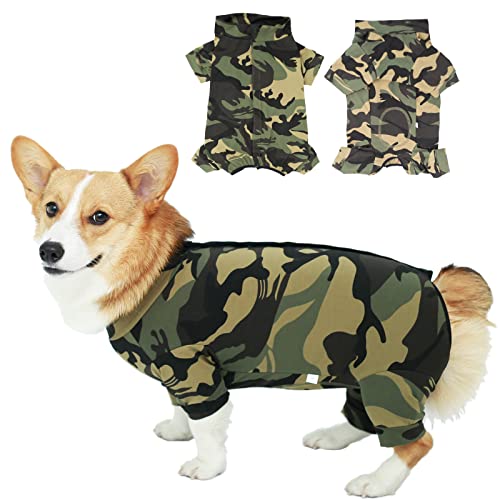 AOKAZI Hunde-Chirurgie-Genesungsanzug, Welpen-Katzen-Einteiler für Ausfallen, Hautkrankheiten, Wundschutz, medizinischer Haustier-Chirurgischer Anzug, Hunde-Pyjama (Camouflage, Large) von AOKAZI