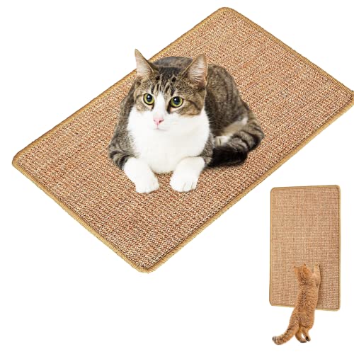 AOKITO Kratzbretter Katze, Sisal-Kratzmatte für Katzen - 60x40cm, Langlebig und rutschfest, Geeignet für Boden und Wand, Schützt Möbel, Ideal für Kleine bis Große Katzen - Hellbraun von AOKITO