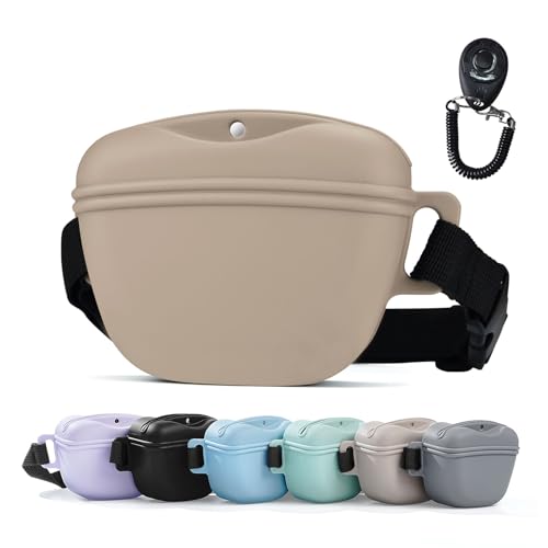 AOKLANT Pet Training Snack Tasche mit aktualisiertem magnetischen Clicker 2.0-Siegel, 1,66 Tassen Silikon-Bandtasche für Hunde Snacks, ideal für Training und Spaziergänge. von AOKLANT