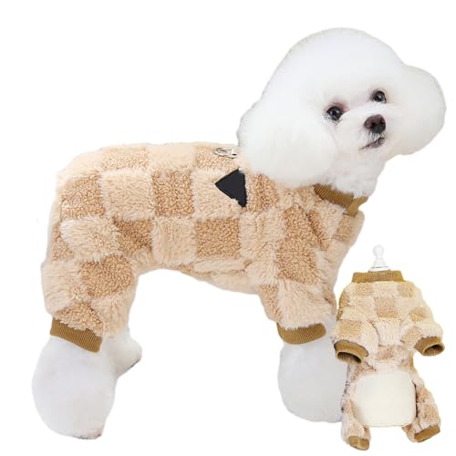 AOKLEY Fleece-Hundemantel, Warme vierbeinige kleine Hundejacke mit D-Ring, Hunde-Fleeceweste, Haustier-Hundekleidung für kleine Hunde, Welpen, Herbst und Winter von AOKLEY