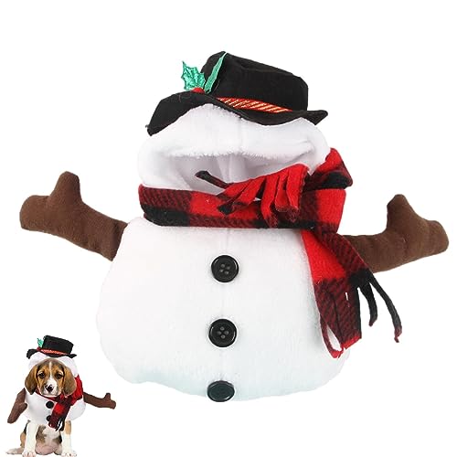 AOKLEY Hunde-Schneemann-Outfit,Cosplay Schneemannmütze für Welpe | Rot Kariertes Haustier-Weihnachtskostü für Hunde, weihnachtliche Hundekostüme, Cosplay-Schneemann-Mütze für Welpen von AOKLEY