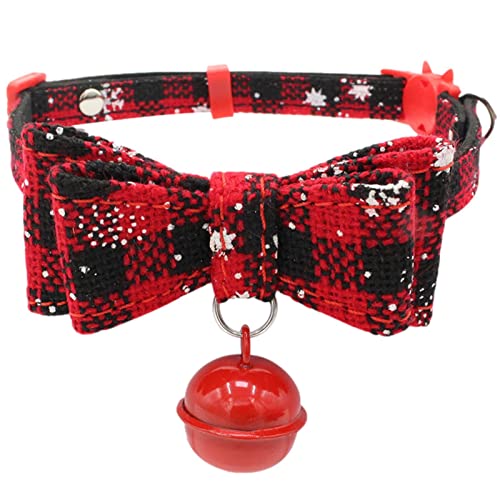 AOKLEY Weihnachtskatzenhalsband mit Schleife - Weihnachten Hundehalsband Fliege - mit süßer Fliege und Glöckchen für Katzen und Hunde, weiche und verstellbare Abreißhalsbänder für kleine, mittelgroße von AOKLEY