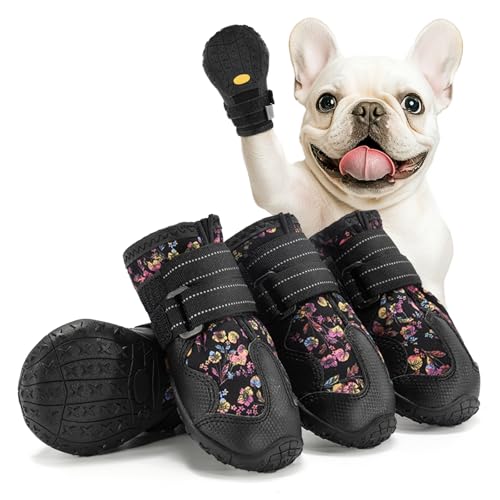 Hundeschuhe für kleine Hunde: atmungsaktive mittelgroße Hundestiefel, Pfotenschutz für Sommer, heißer Gehweg, Winter, Schnee, Outdoor-Spaziergänge, Hundestiefel, Indoor-Hartböden, rutschfeste Sohle, von AOKOWN