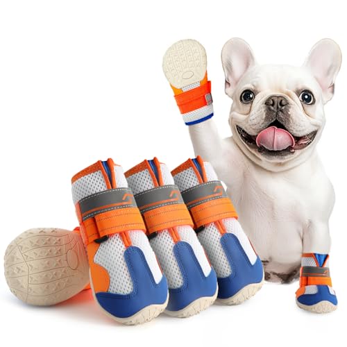 Hundeschuhe für kleine Hunde: atmungsaktive mittelgroße Hundestiefel, Pfotenschutz für Sommer, heißer Gehweg, Winter, Schnee, Outdoor-Spaziergänge, Hundestiefel, Indoor-Hartböden, rutschfeste Sohle, von AOKOWN