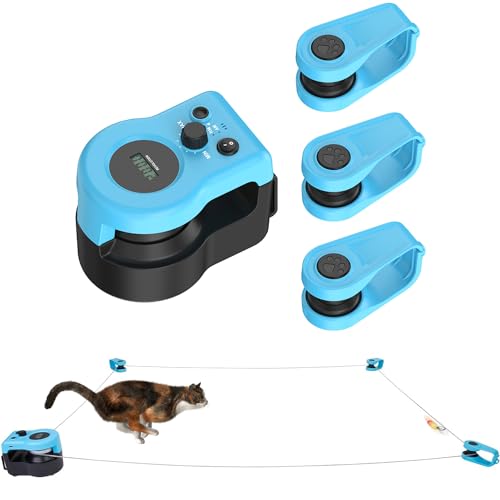 AOKUY Katzenspielzeug für Indoor-Katzen, Laufband, automatisch/ferngesteuertes Katzenspielzeug, einstellbare Geschwindigkeit, simuliertes Katzenjagdspielzeug von AOKUY