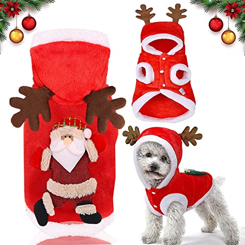 AOMAIGAD Haustier-Elch-Weihnachtskostüm，Haustier Winter Welpen Kleidung, Elchkostüm für Hunde und Katzen, Weihnachten Hundekleidung, Weihnachts Katze Kleidung, Winterwarme Kleidung für Haustiere (XL) von AOMAIGAD