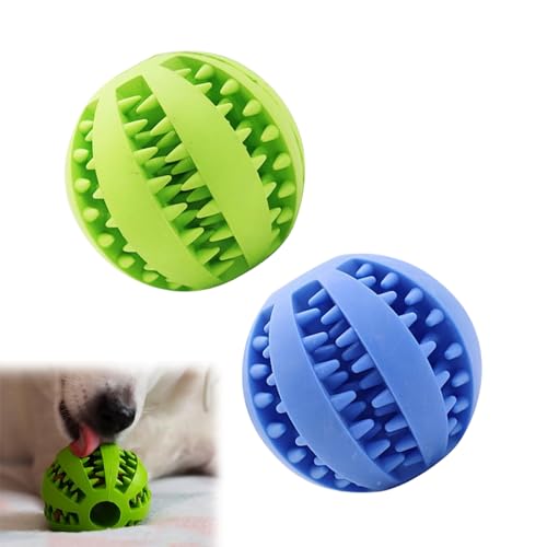 Dog Treat Dispenser Interactive Ball Dog Toy Ball, 2 Pcs Puncture Resistance Treat Dispenser Dog Toy for Treat Ball Dog Toy Slow Feeder Interactive Dog Toy Teeth Cleaning Fetching Training for Puppy von AOMiGT