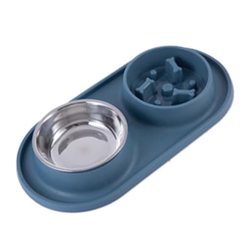 AONYAYBM Hundenäpfe, Futternapf für Hunde, Wassernapf für Hunde, Langsame Futternäpfe für Hunde, Doppelte Haustiernäpfe, Doppel-Futternäpfe für Hunde,(Blue) von AONYAYBM