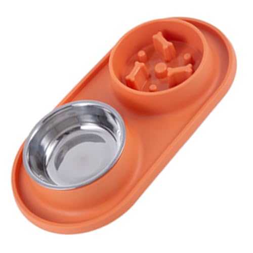 AONYAYBM Hundenäpfe, Futternapf für Hunde, Wassernapf für Hunde, Langsame Futternäpfe für Hunde, Doppelte Haustiernäpfe, Doppel-Futternäpfe für Hunde,(Orange) von AONYAYBM