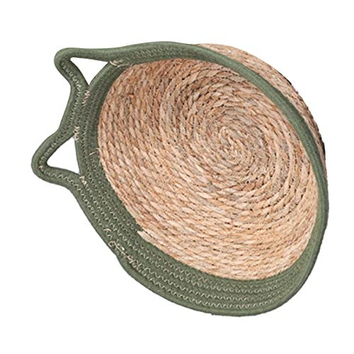 AONYAYBM Katzenbett, Hundebett, Welpenbett, Handgewebtes Katzennest, Atmungsaktives, Rundes Baumwollseil, Gewebt, Warmes Haustier-Schlafbett mit Weichem(Medium (5kg/11.0lb)-OD Grüne Katzenohren) von AONYAYBM