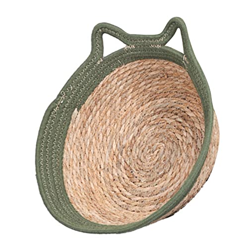 AONYAYBM Katzenbett, Hundebett, Welpenbett, Handgewebtes Katzennest, Atmungsaktives, Rundes Baumwollseil, Gewebt, Warmes Haustier-Schlafbett mit Weichem Kissen(L (7.5kg/16.5lb)-OD Grüne Katzenohren) von AONYAYBM