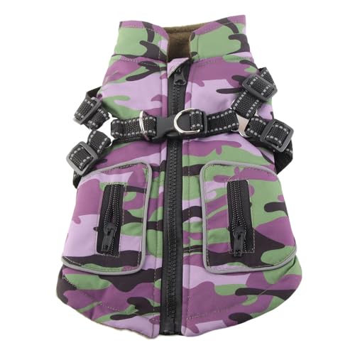 AONYAYBM Stilvoller Camouflage-Hundemantel mit Brustgurt, Winddichte, Verdickte Hundejacke, Warme Hunde-Pufferjacke, Hunde-Winterjacke, Hunde-Wintermantel für Spaziergänge Im Freien, Wandern(XL) von AONYAYBM