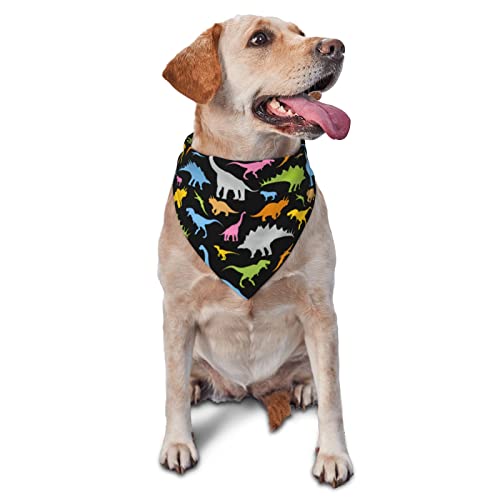 Schwarz-weißes Dinosaurier-Skelett-Muster, Hunde-Bandanas, Haustier-Schal, dreieckiges Lätzchen, für Jungen und Mädchen, verstellbares Halstuch, Zubehör für kleine, mittelgroße und große Welpen von AOOEDM