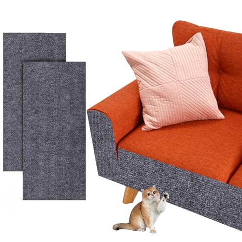 Selbstklebend Kratzteppich Katze Wand, Kratzbretter Katze Wand, Widerstandsfähig DIY Trimmbarer Kratzteppich Katze für Schützt Teppiche Sofa Möbelschutz (2 Stück, 100 * 40CM, Grey) von AOOGON