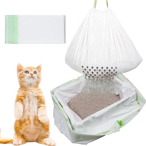 Sieb-Katzenstreueinlagen, Katzenkotbeutel mit Filterloch, Katzentoiletten Einlagen Kordelzugbeutel für Haustier Katze, Katzenstreu (Cat Litter Drawstring Bags) von AOOGON