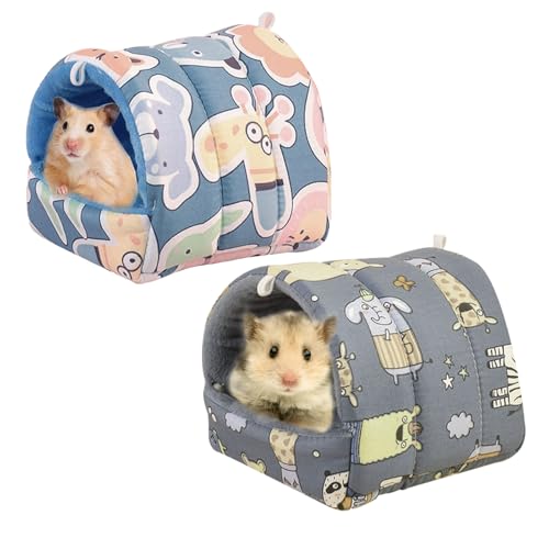 AOOTUERL Hamsterhaus, 2 Stück Hamsterbett, Mini Weiches und Warmes Hamsterhaus, Kleintiernest Baumwollhaus rutschfestes Hamster Schlafnest für Mini Igel/Zwerghamster/kleine Haustiere von AOOTUERL