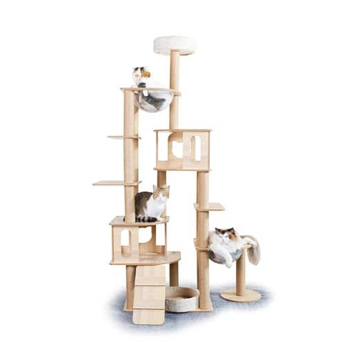 Katzenbaum für Indoor-Katzen Moderner Katzenbaum Holz Katzenturm mit großem Platz 11-US-Pet-Catower-12 von AORTD