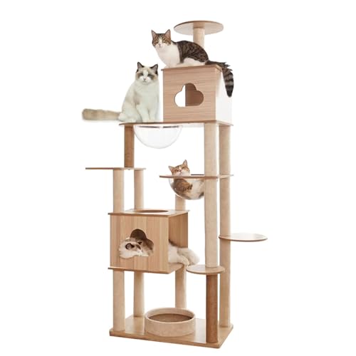 Katzenbaum für Indoor-Katzen Moderner Katzenbaum Holz Katzenturm mit großem Platz Pet-Catower-03 von AORTD