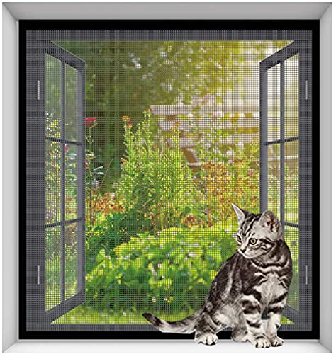 AORUI Fenstergitter Ersatznetz Katzensicherheitsnetz Balkonnetz verstellbare Größe Fenster/Tür Insektenschutz Fiberglas Netz fernhalten von Mücken schwarz, 150 x 100 cm von AORUI